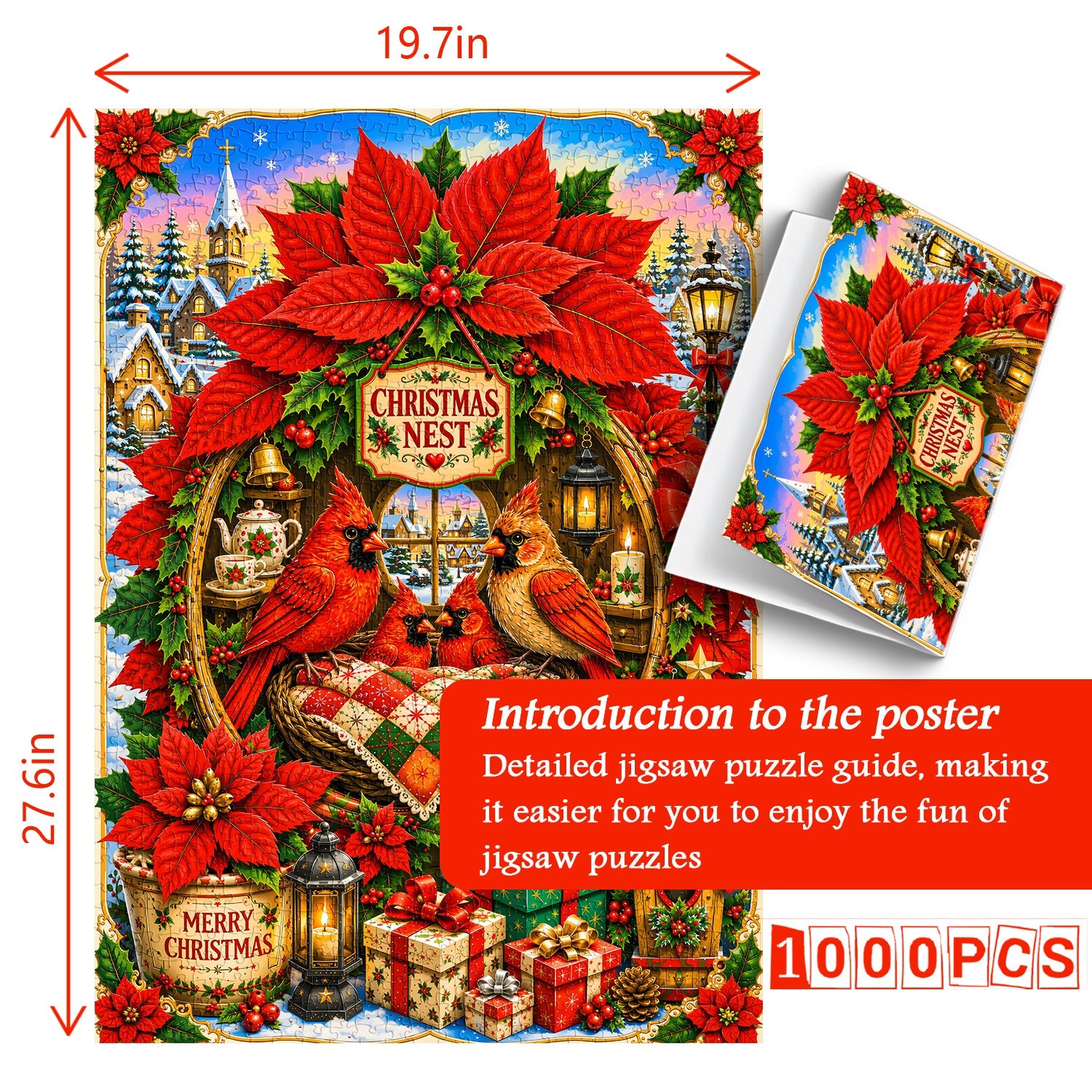 Christmas Cardinals Jigsaw Puzzle 1000 Pieces
