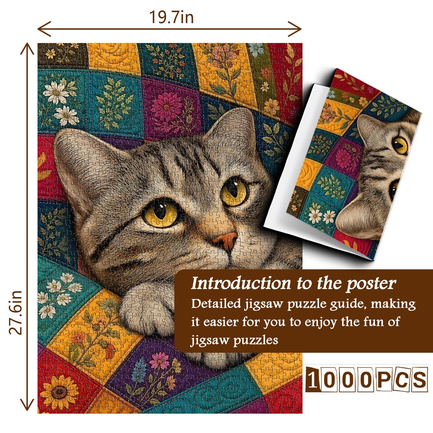 Floral Quilt Cat  Jigsaw Puzzle 1000 Pieces