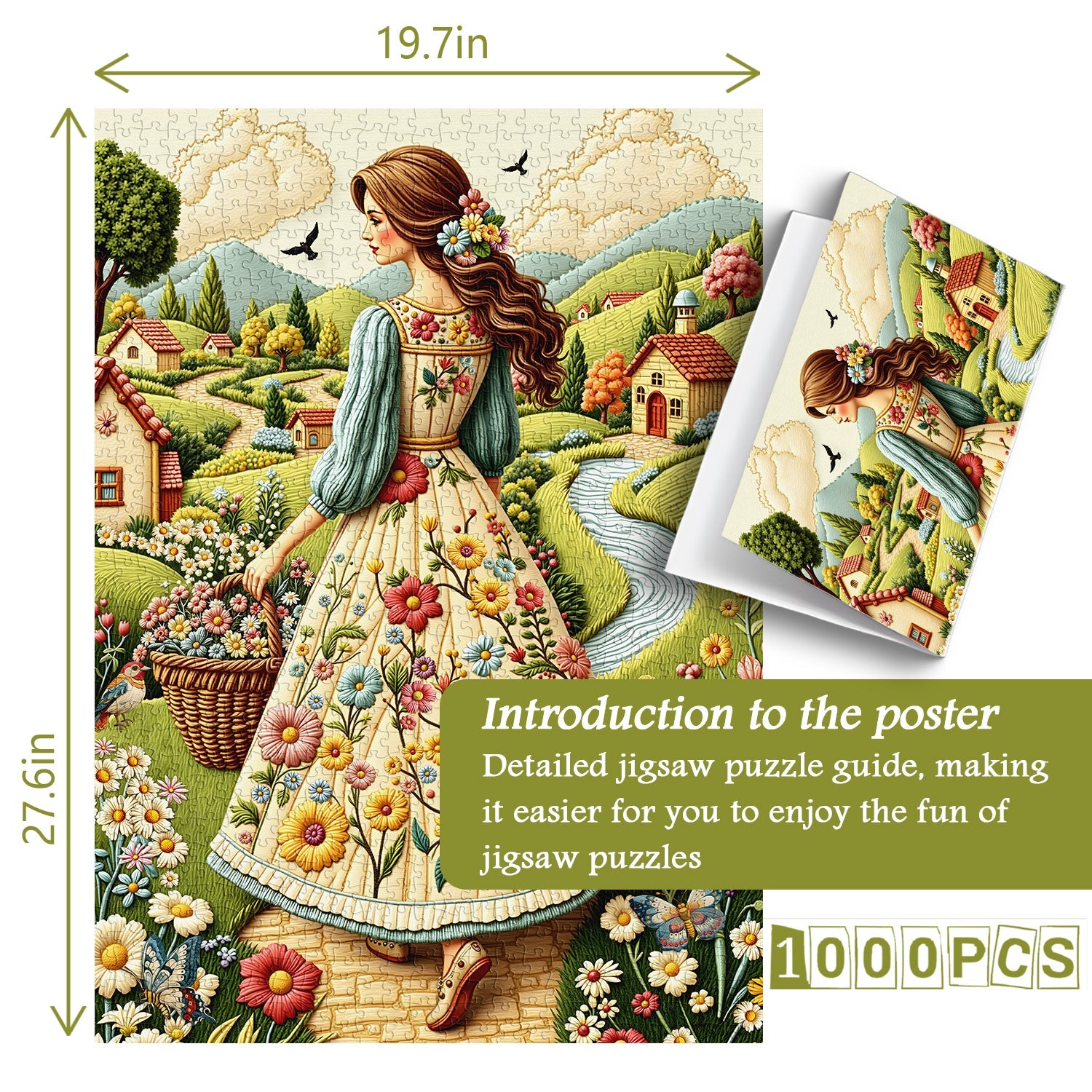 Floral Country Lady Jigsaw Puzzle 1000 Pieces