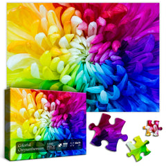 Puzzle en bois de 1000 pièces - Chrysanthème coloré impossible