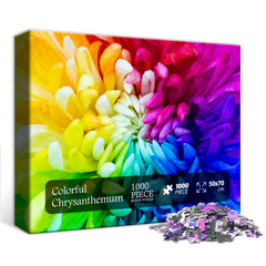 Puzzle en bois de 1000 pièces - Chrysanthème coloré impossible