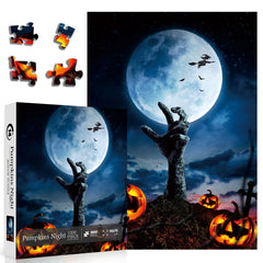 Puzzle en bois de 1000 pièces - Nuit de citrouilles
