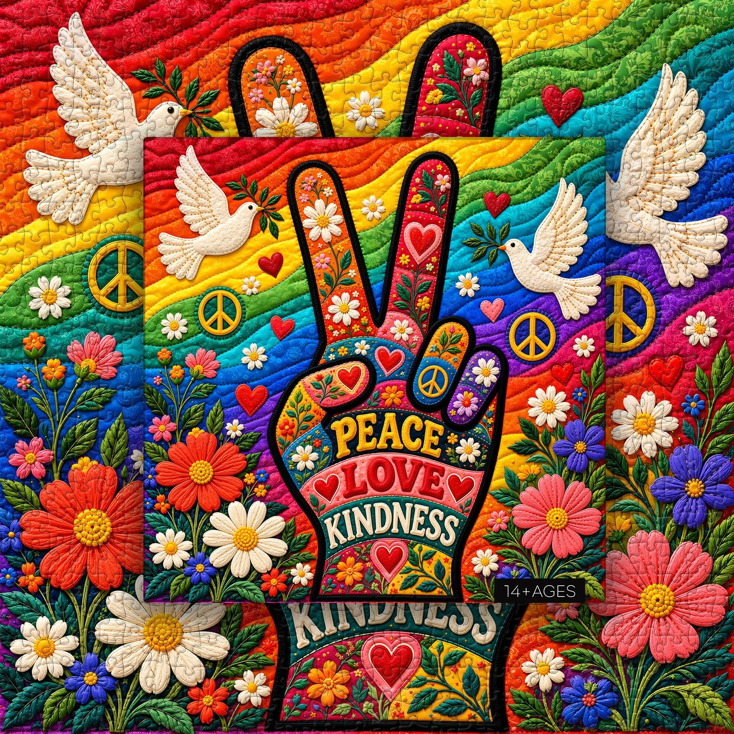 Peace, Love & Flowers Jigsaw Puzzle 1000 Pieces
