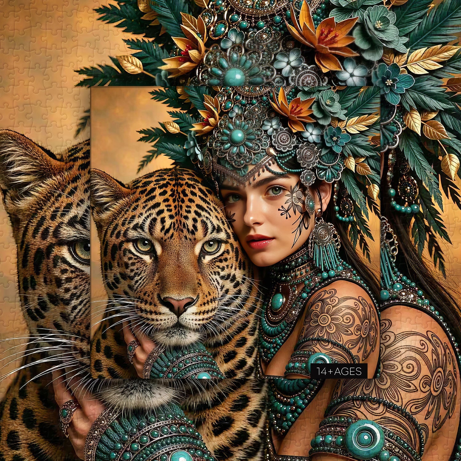 Tribal Feline Jigsaw Puzzle 1000 Pieces