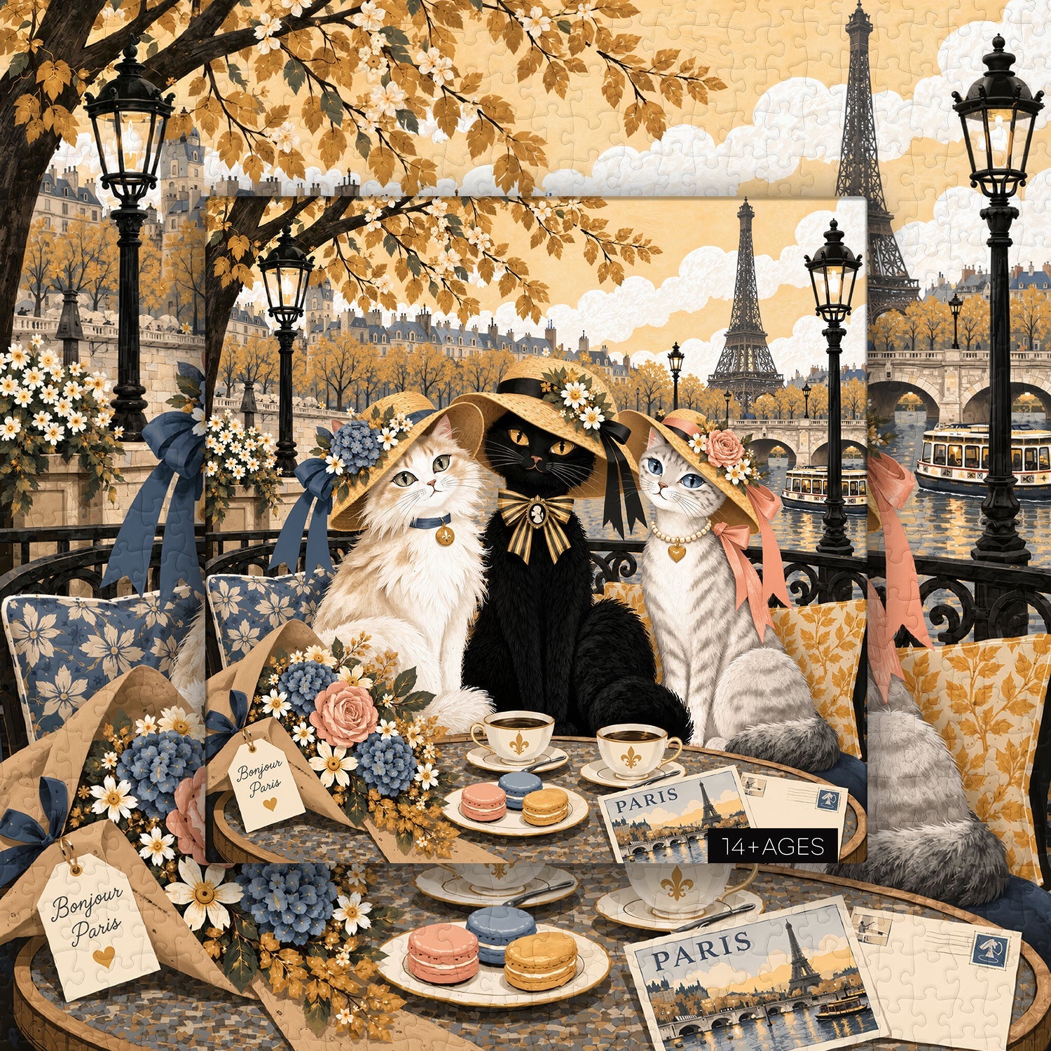 Paris Cats Tea Time Jigsaw Puzzle 1000 Pieces