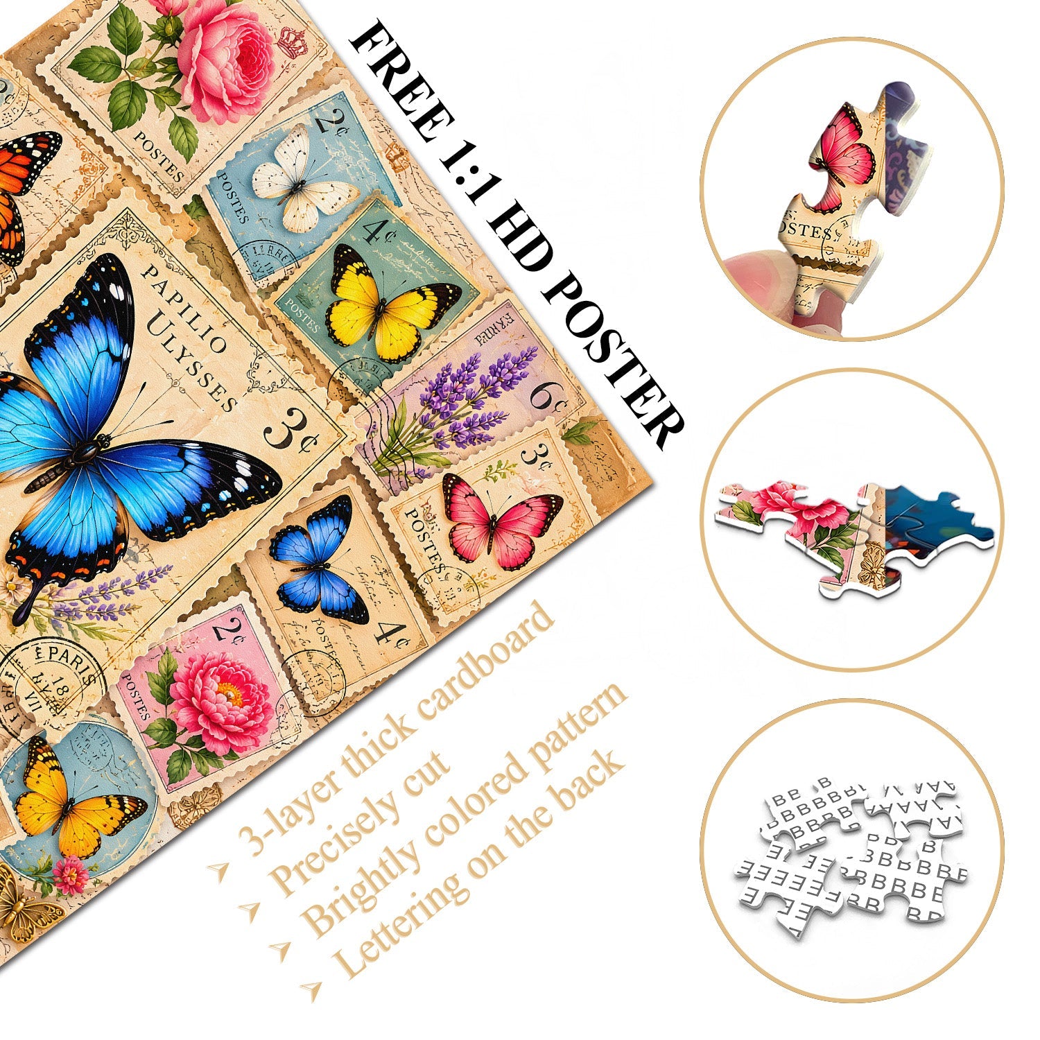 Butterfly Postage Jigsaw Puzzle 1000 Piece