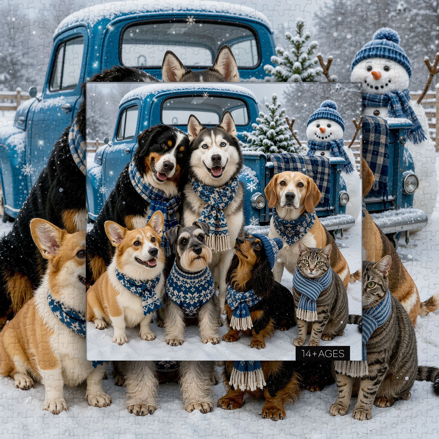 Winter Scarf Family Photo Jigsaw Puzzle 1000 Pieces