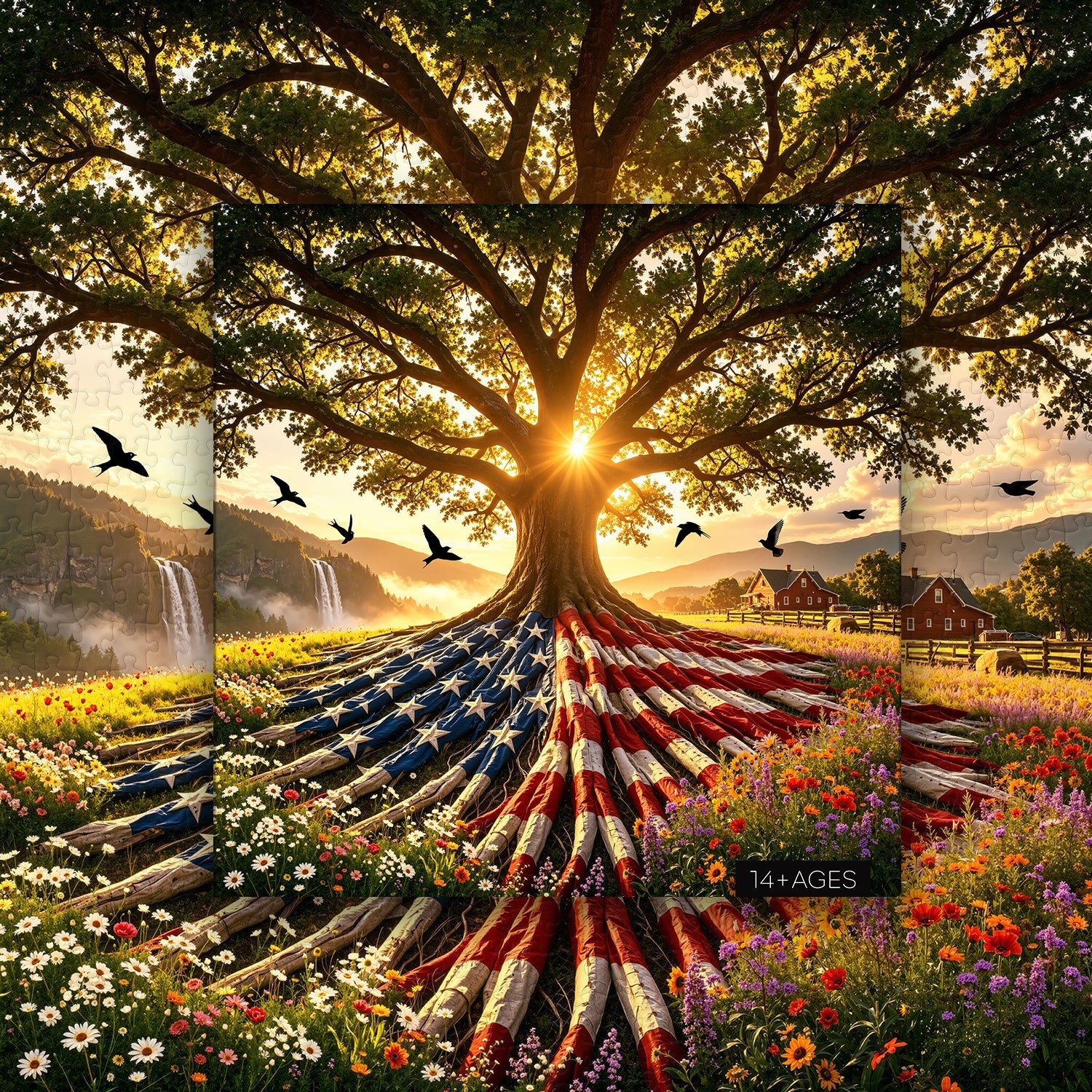 Flag Roots Sunset Oak Jigsaw Puzzle 1000 Piece