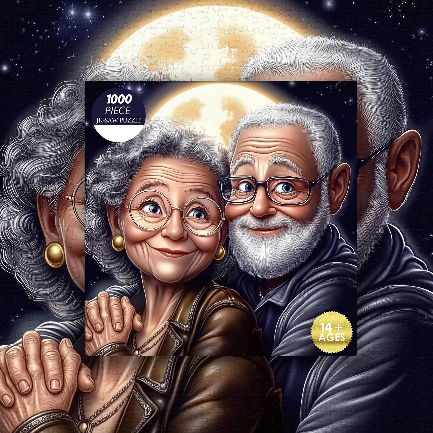 Silver Hair Embrace Jigsaw Puzzle 1000 Pieces