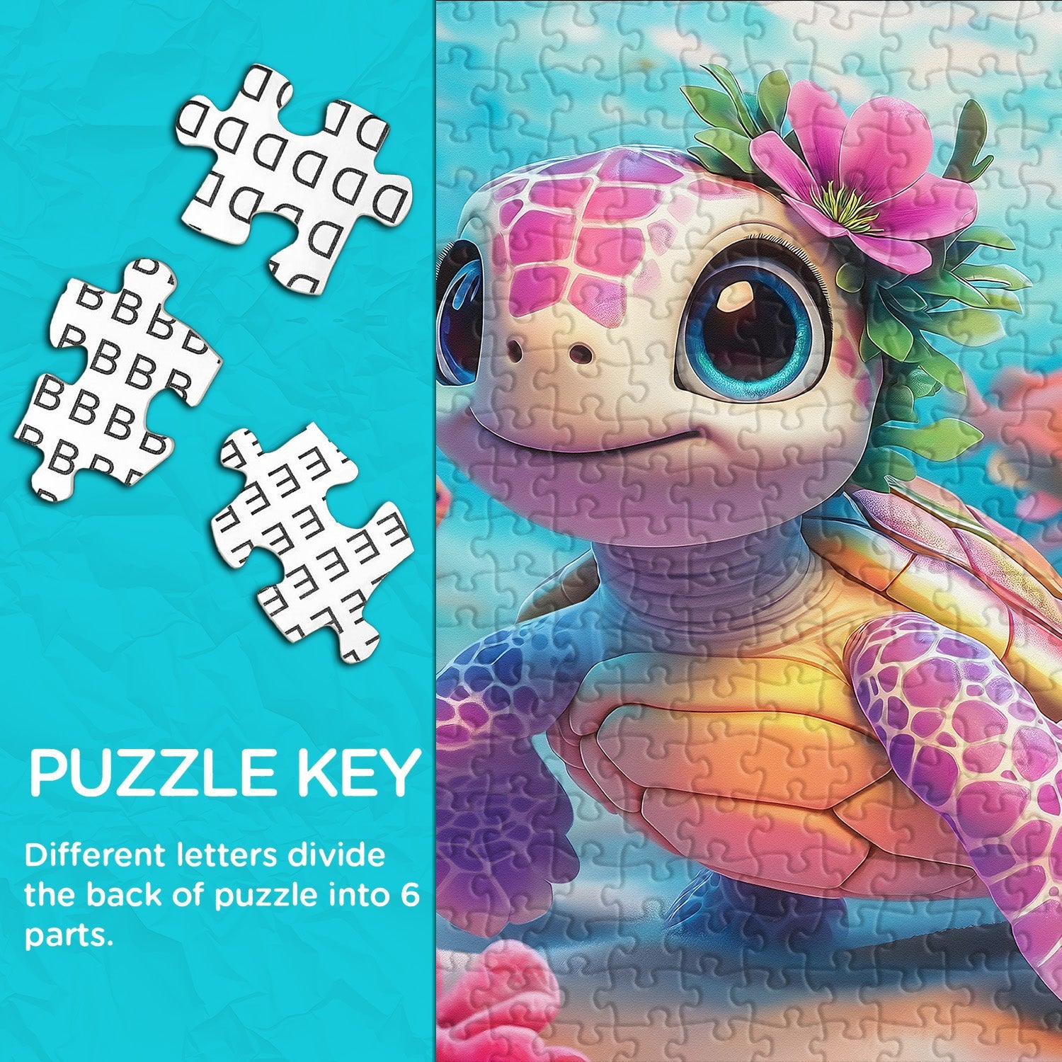 Pink Turtle Jigsaw Puzzle 1000 Pieces