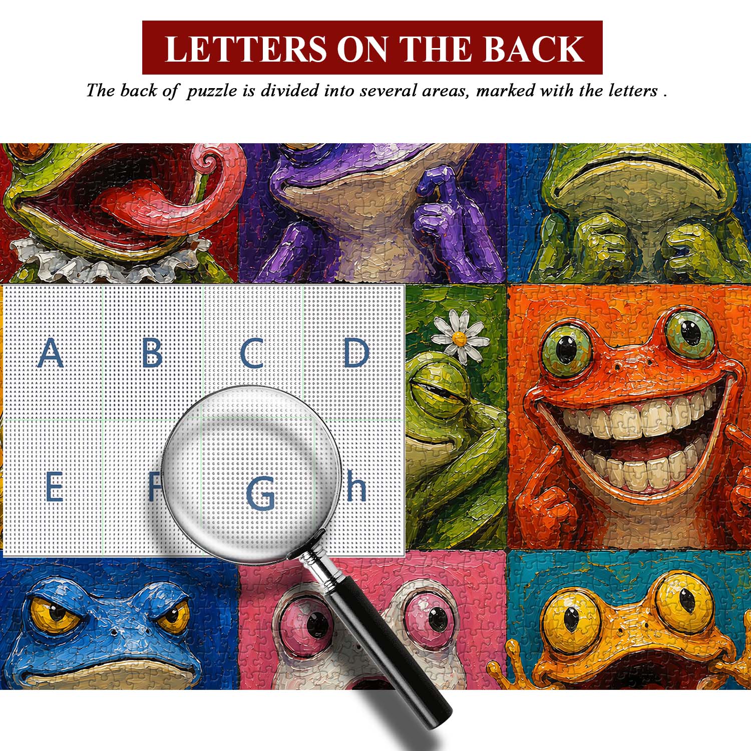 Colorful Frog Faces Jigsaw Puzzle 1000 Piece