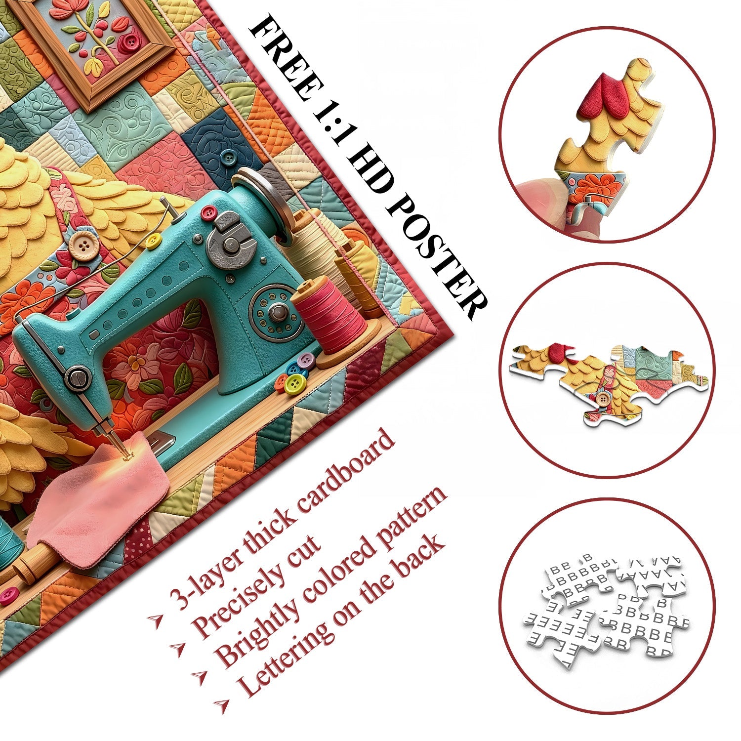Quilted Chicken Jigsaw Puzzle 1000 Pieces