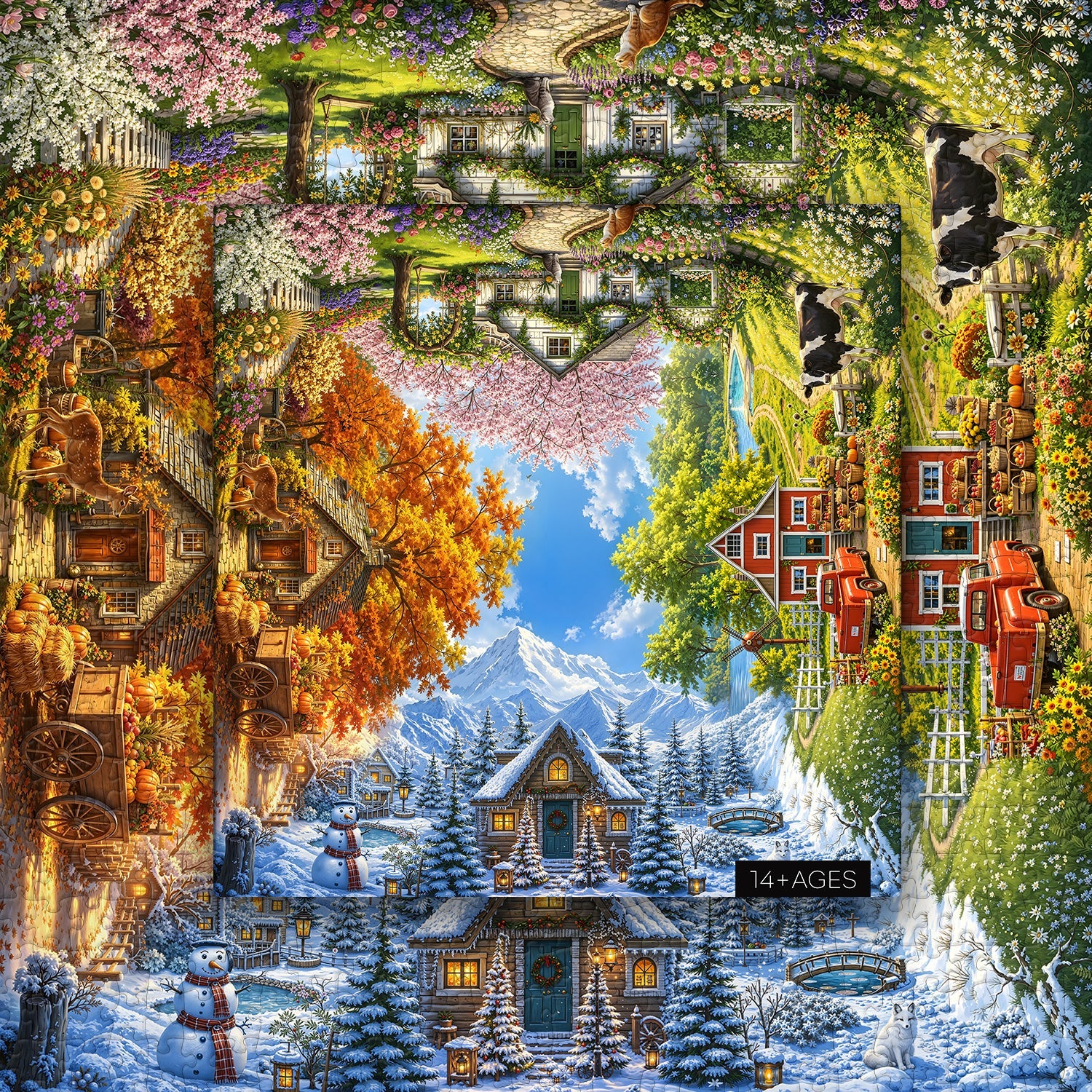 Rotating Seasons Cottage Jigsaw Puzzle 1000 Piece