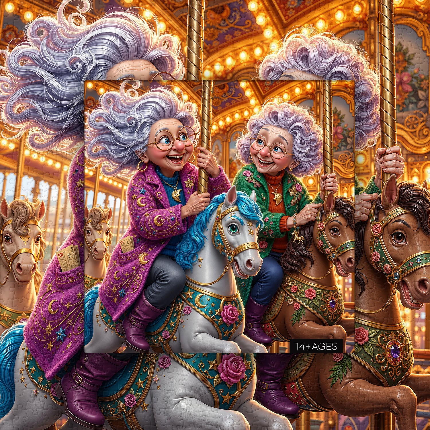 Grandmas' Carousel Trip Jigsaw Puzzle 1000 Pieces