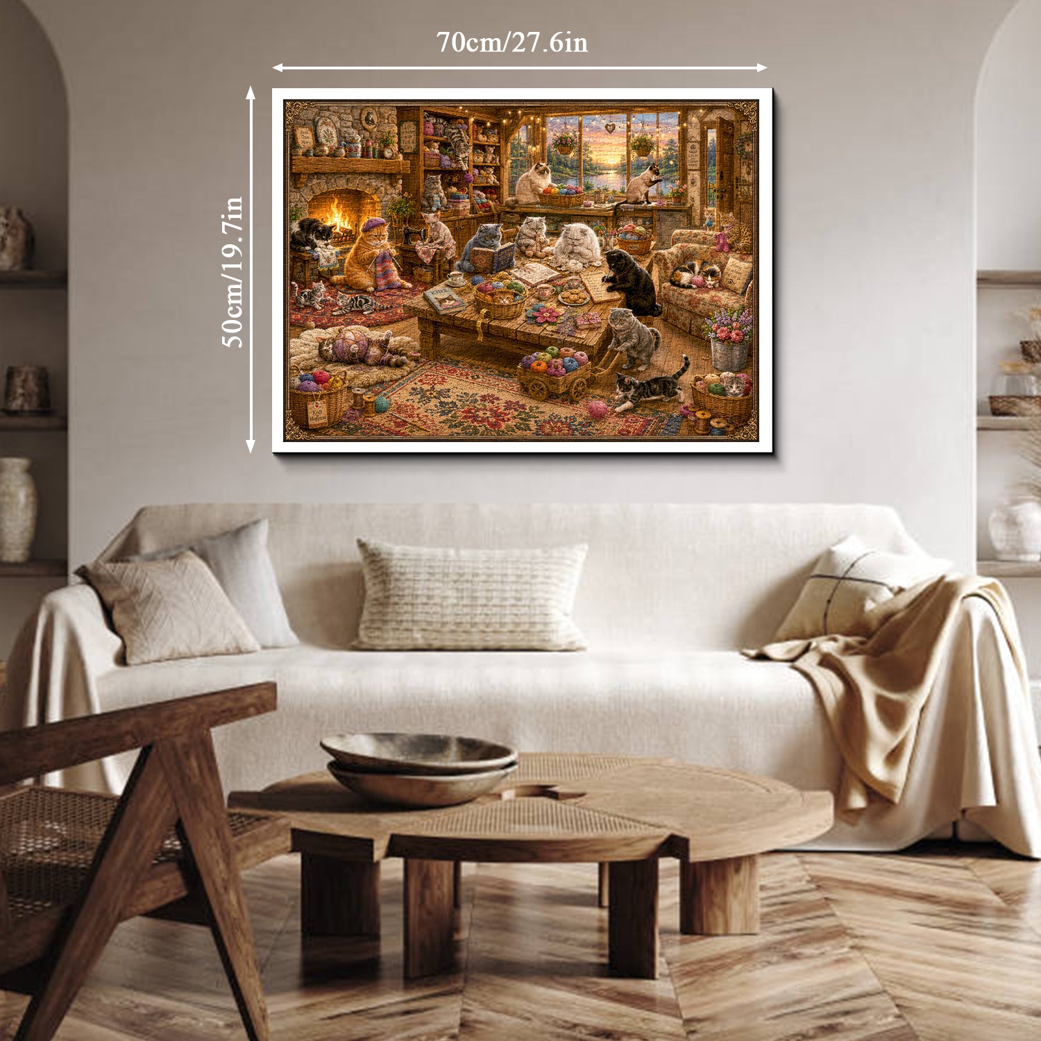 Cozy Knitting Cottage Cats Jigsaw Puzzle 1000 Piece