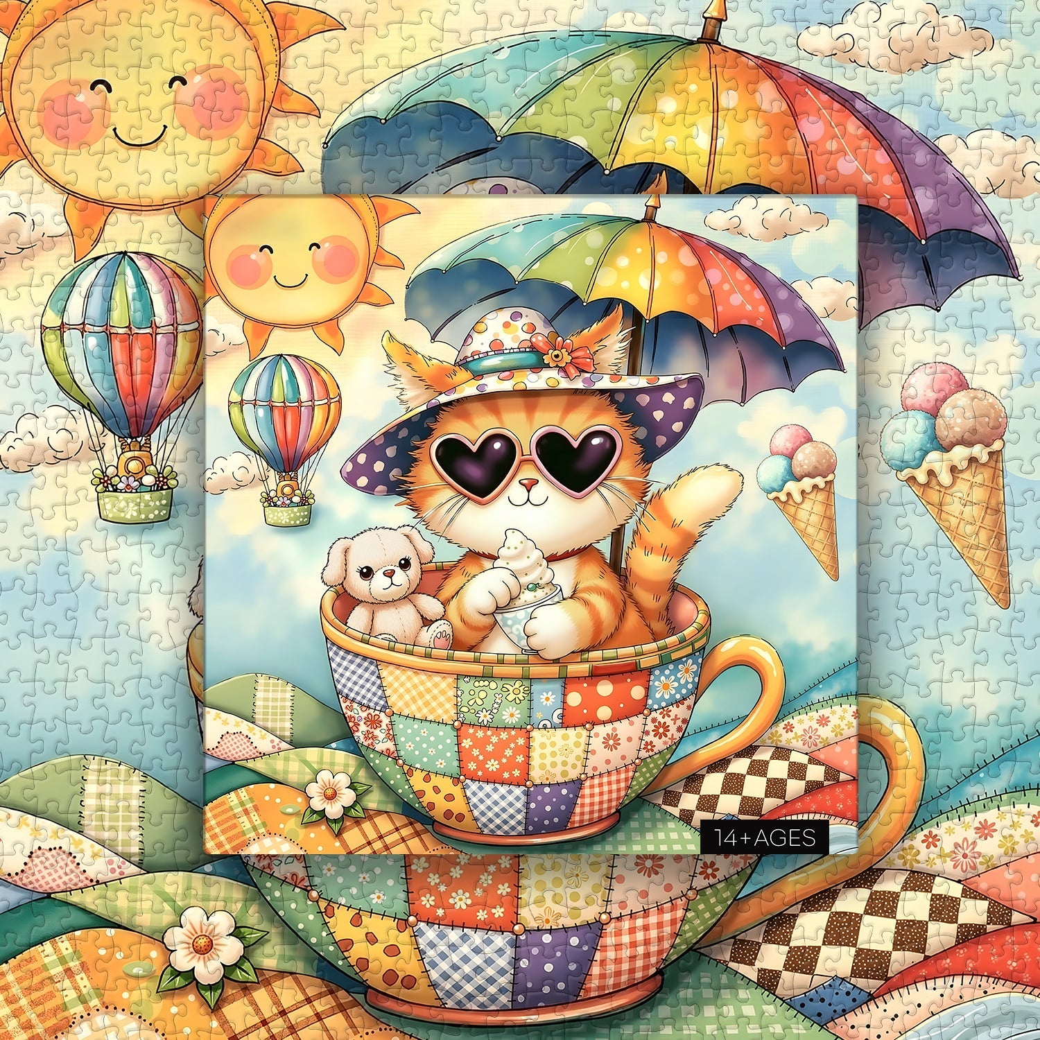 Cute Cat in Teacup Jigsaw Puzzle 1000 Pieces