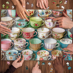 Puzzle en bois de 1000 pièces - Tasses à thé