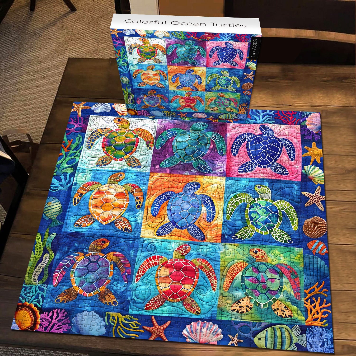 Colorful Ocean Turtles Jigsaw Puzzle 1000 Piece