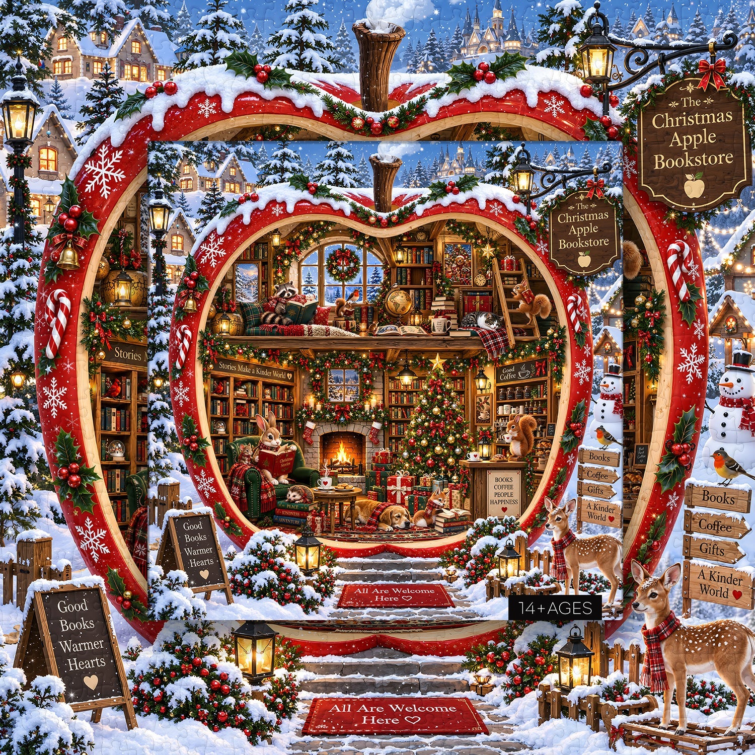 Christmas Apple Bookstore Jigsaw Puzzle 1000 Pieces