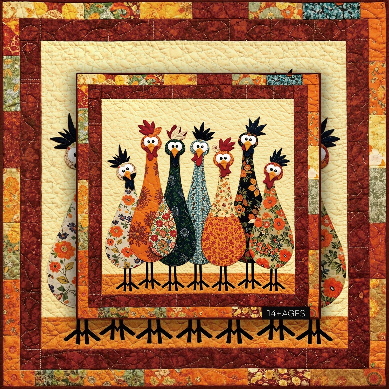 Puzzle de 1000 pièces Poules en tissu