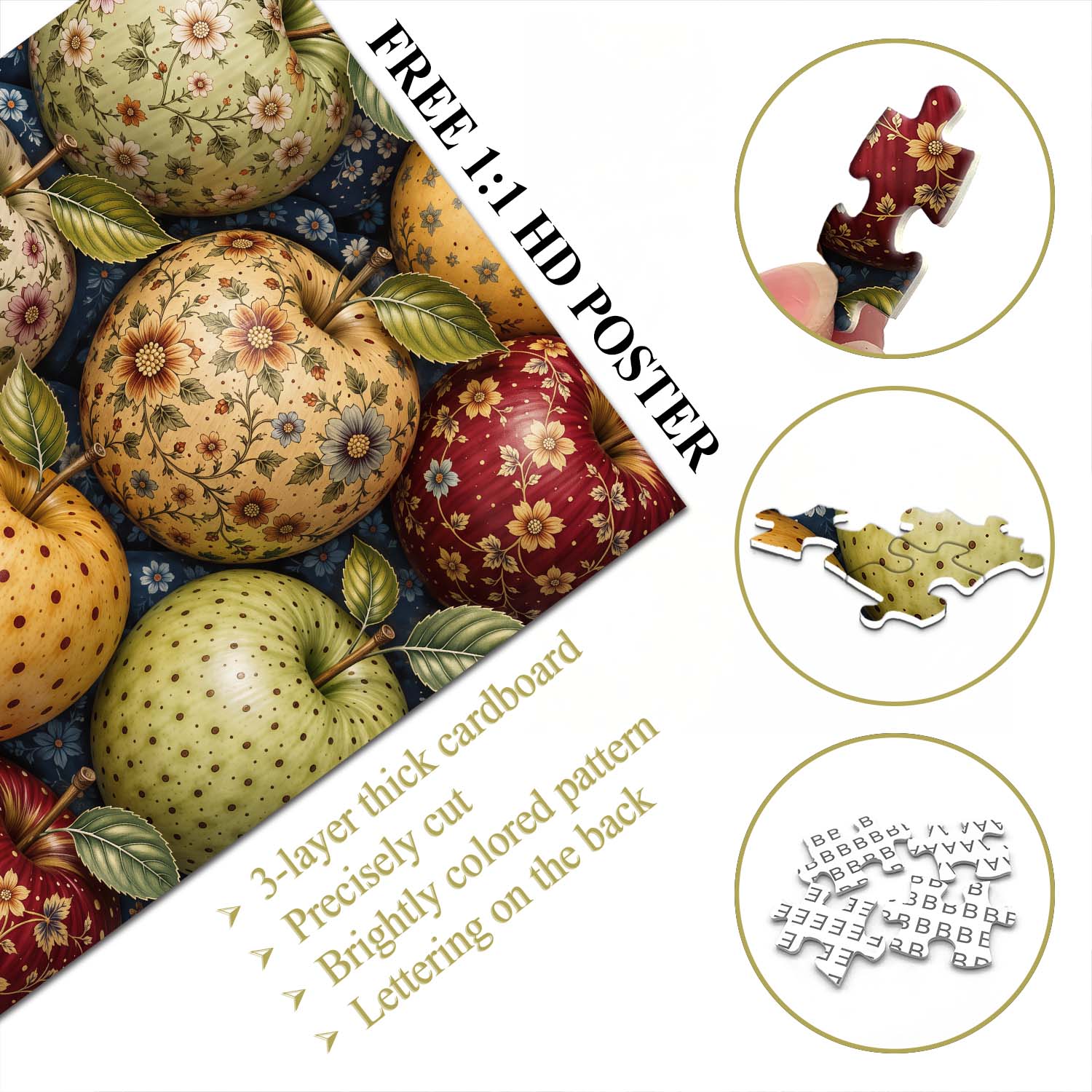 Floral Carved Apples Jigsaw Puzzle 1000 Piece