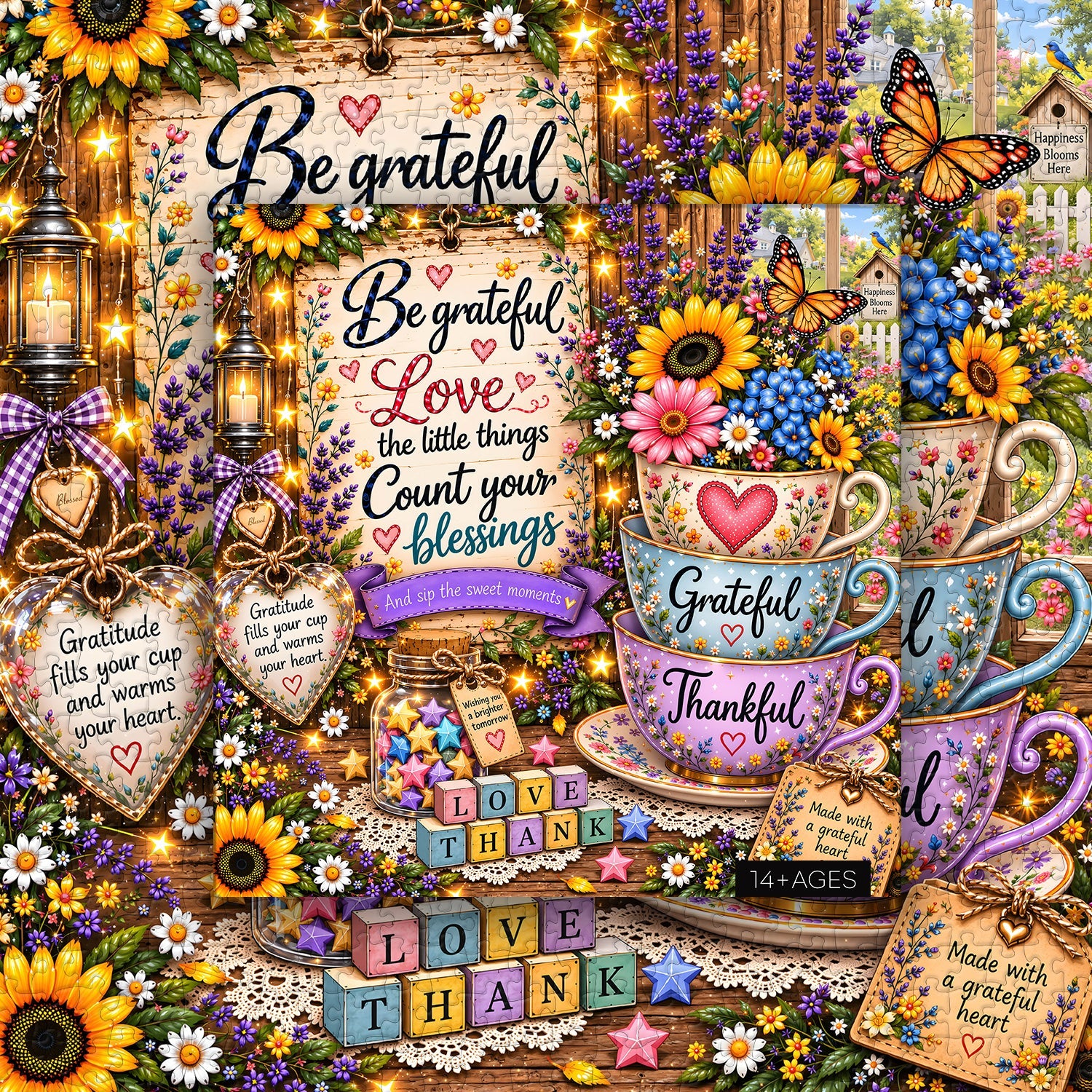 Grateful Floral Cup Jigsaw Puzzle 1000 Pieces