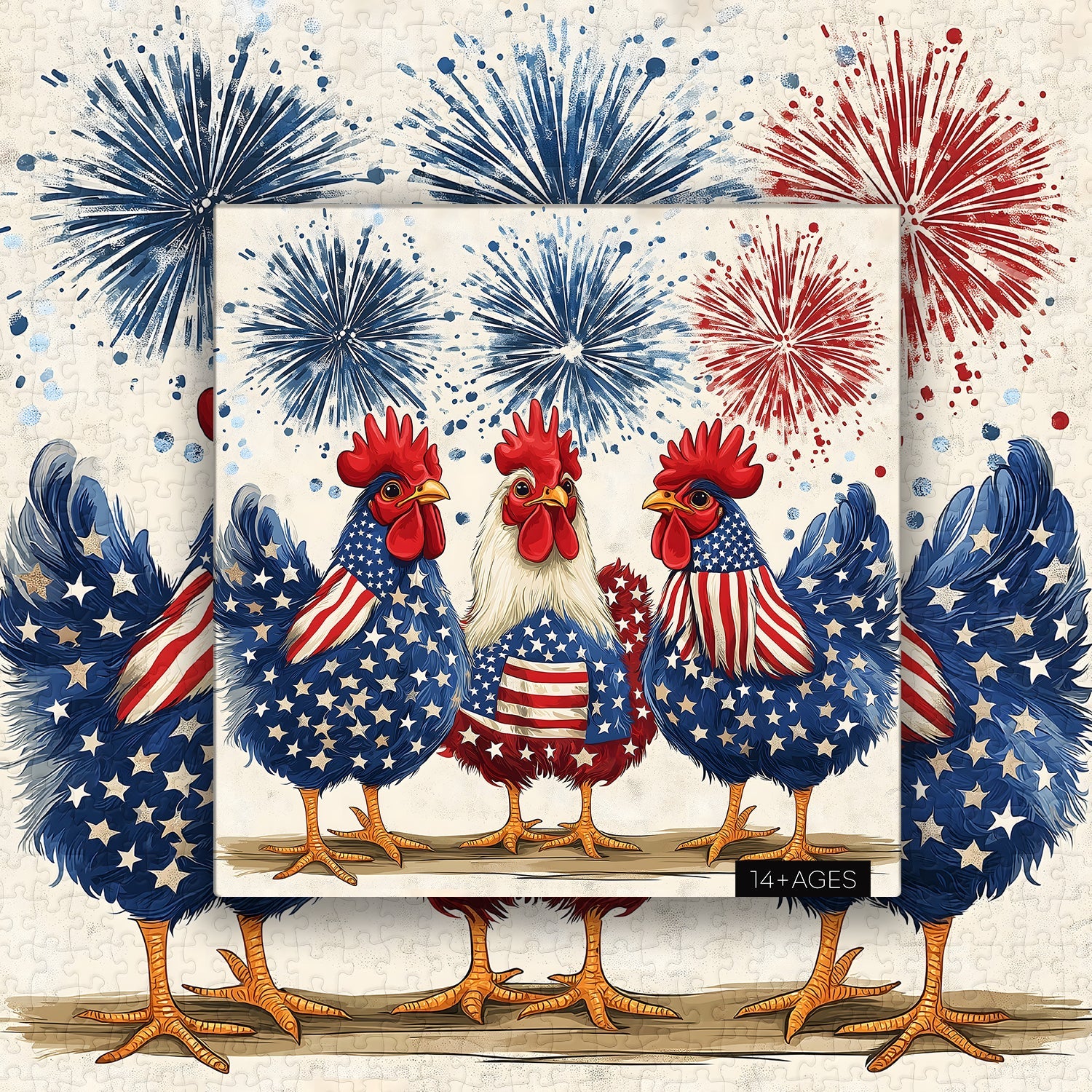 Patriotic Roosters Jigsaw Puzzle 1000 Pieces