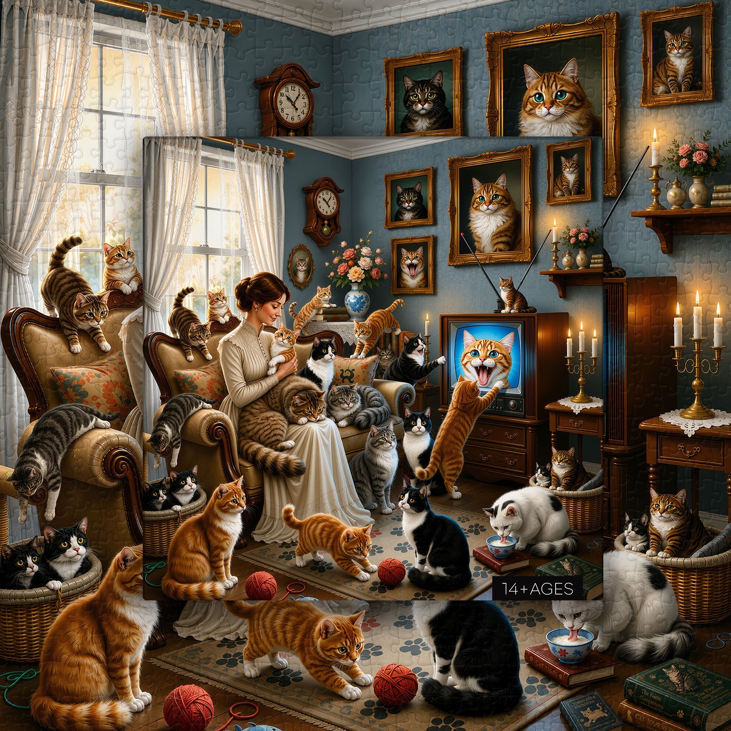 Retro Cat House Jigsaw Puzzle 1000 Pieces
