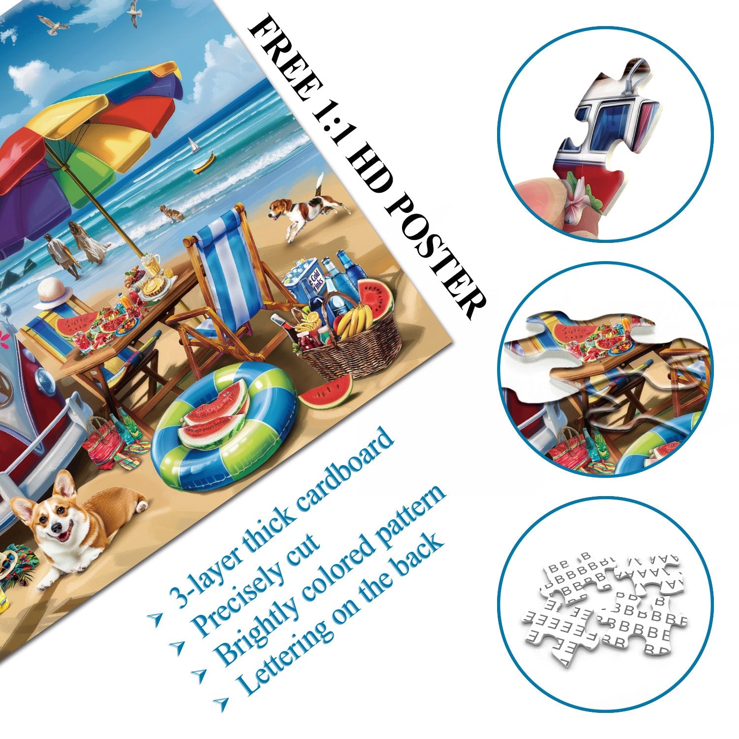 Seaside Pawprints Jigsaw Puzzle 1000 Pieces