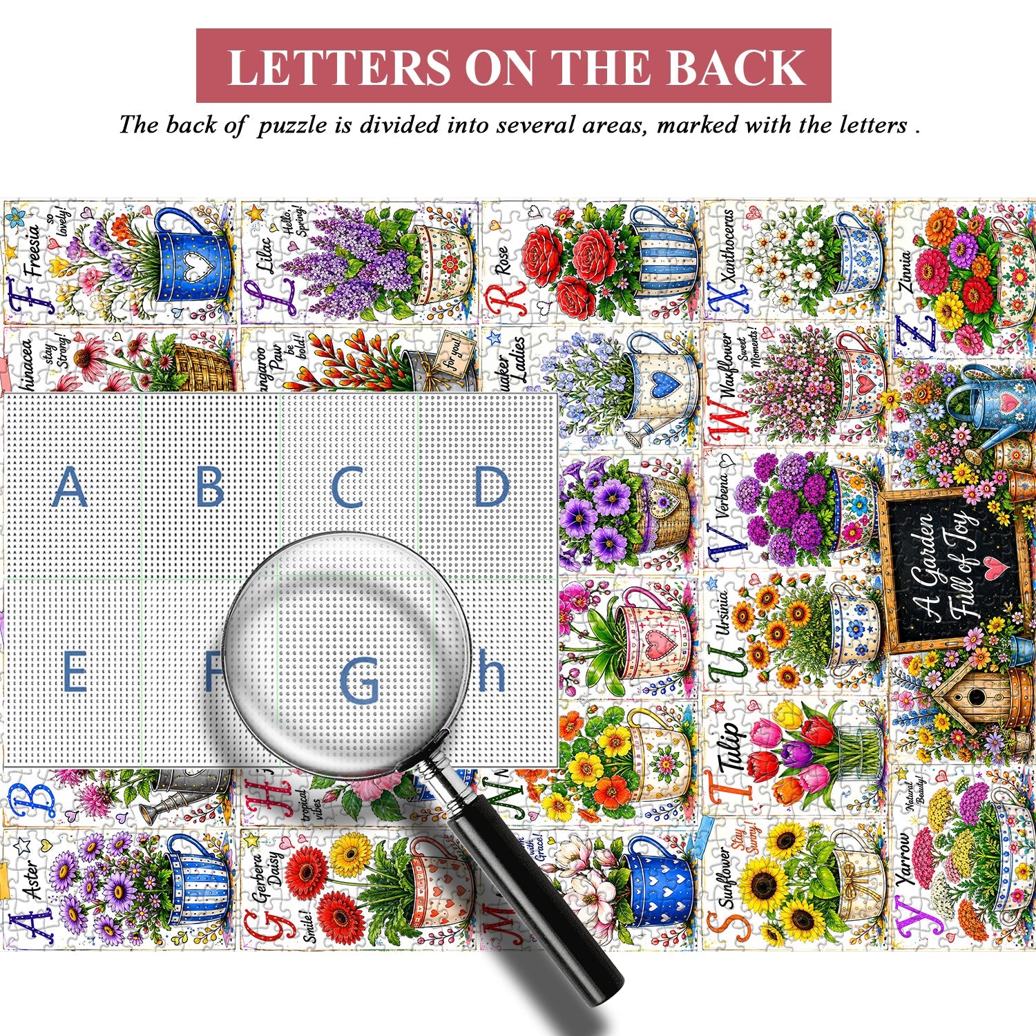 Flower Alphabet Jigsaw Puzzle 1000 Pieces