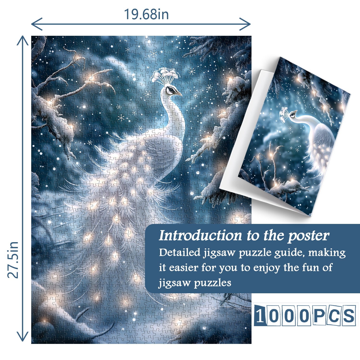 Schneebeleuchtetes Pfauen-Puzzle, 1000 Teile