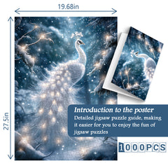 Schneebeleuchtetes Pfauen-Puzzle, 1000 Teile