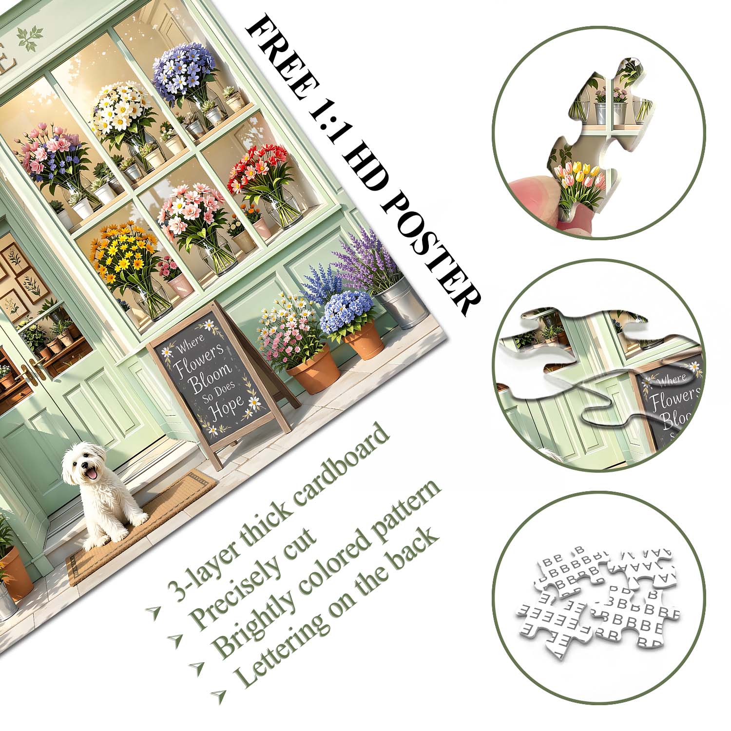 Flower Pup Jigsaw Puzzle 1000 Piece