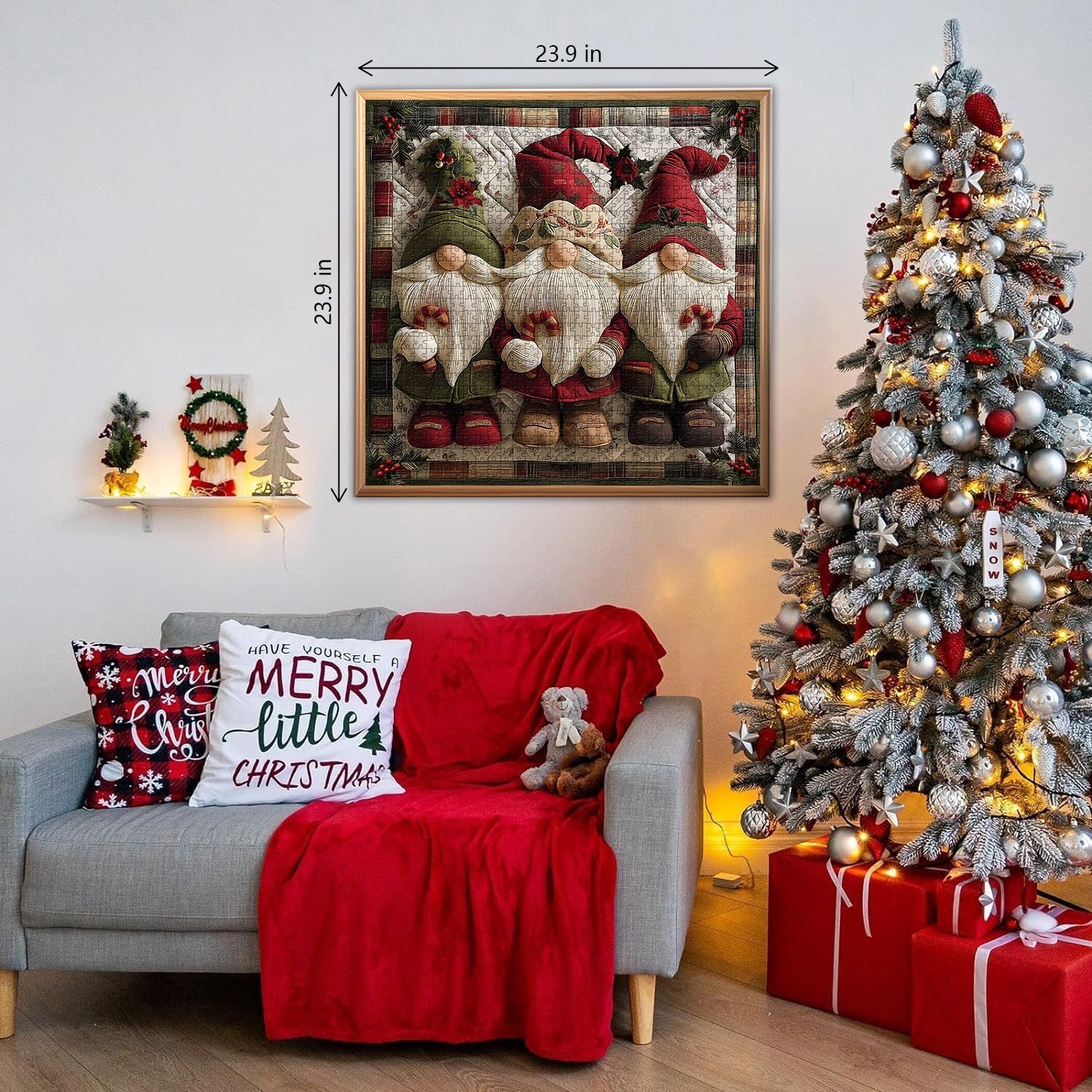 Fabric Christmas Gnome Jigsaw Puzzles 1000 Pieces