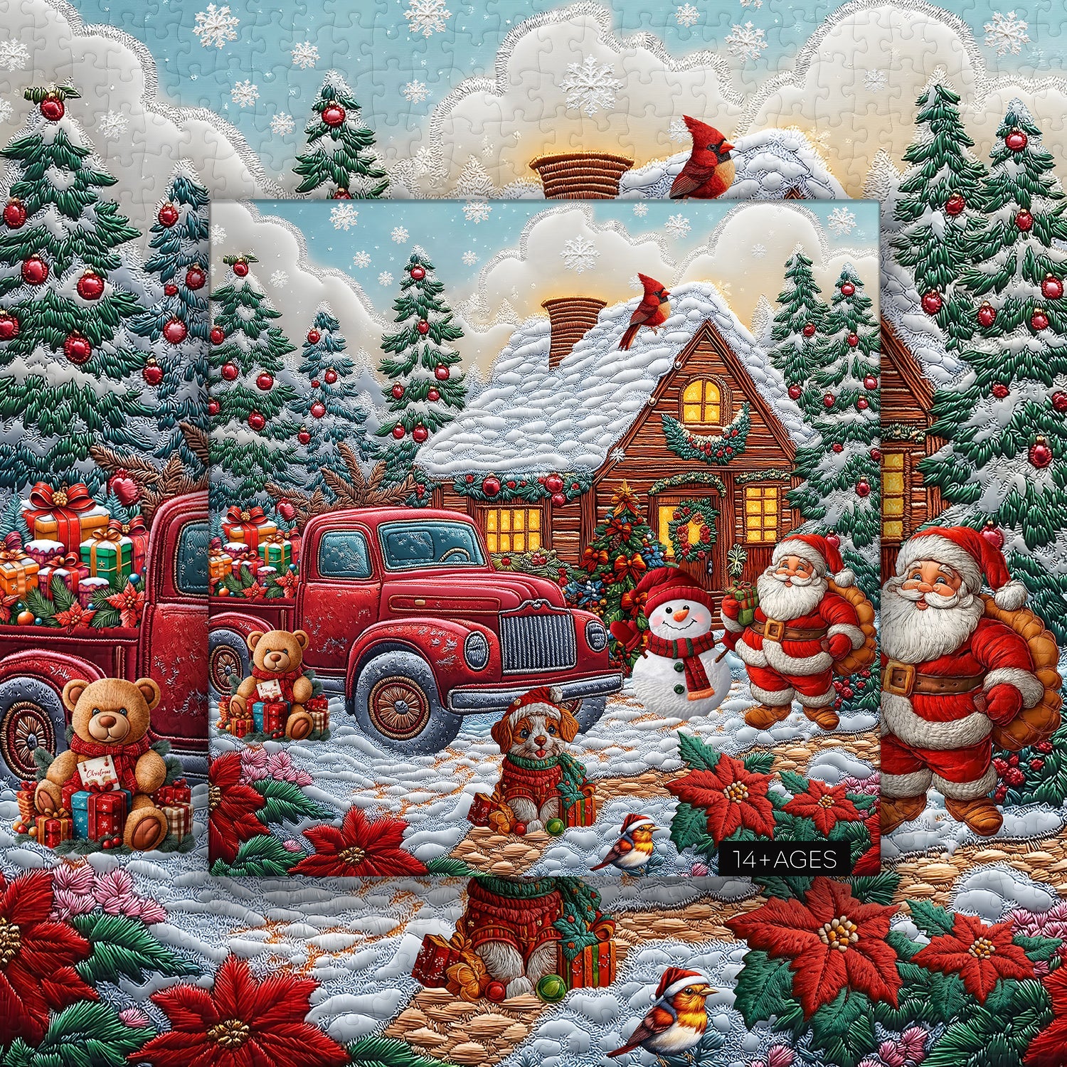 Red Truck Christmas Cottage Jigsaw Puzzles 1000 Pieces