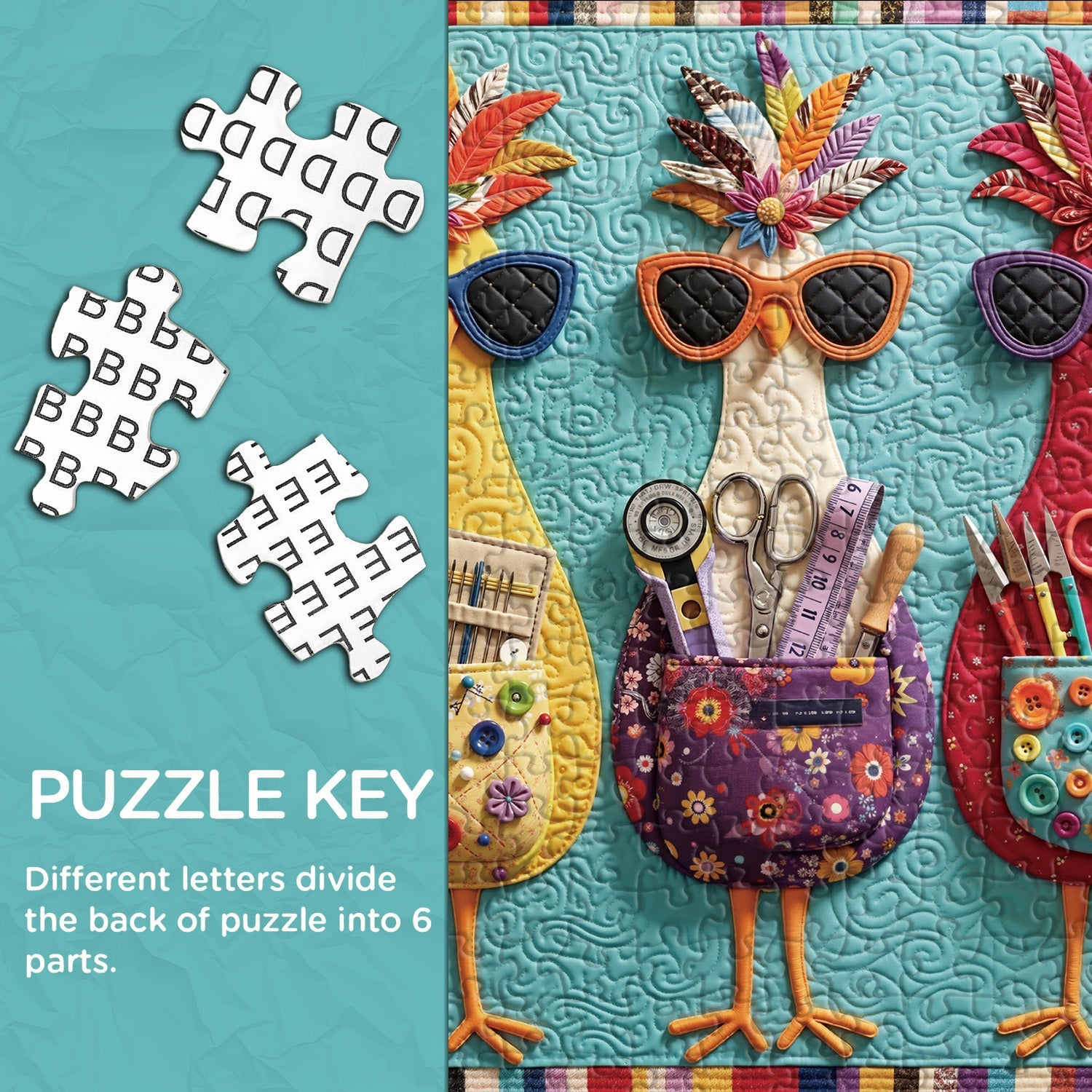 Cool Quilted Hens Jigsaw Puzzle 1000 Pieces