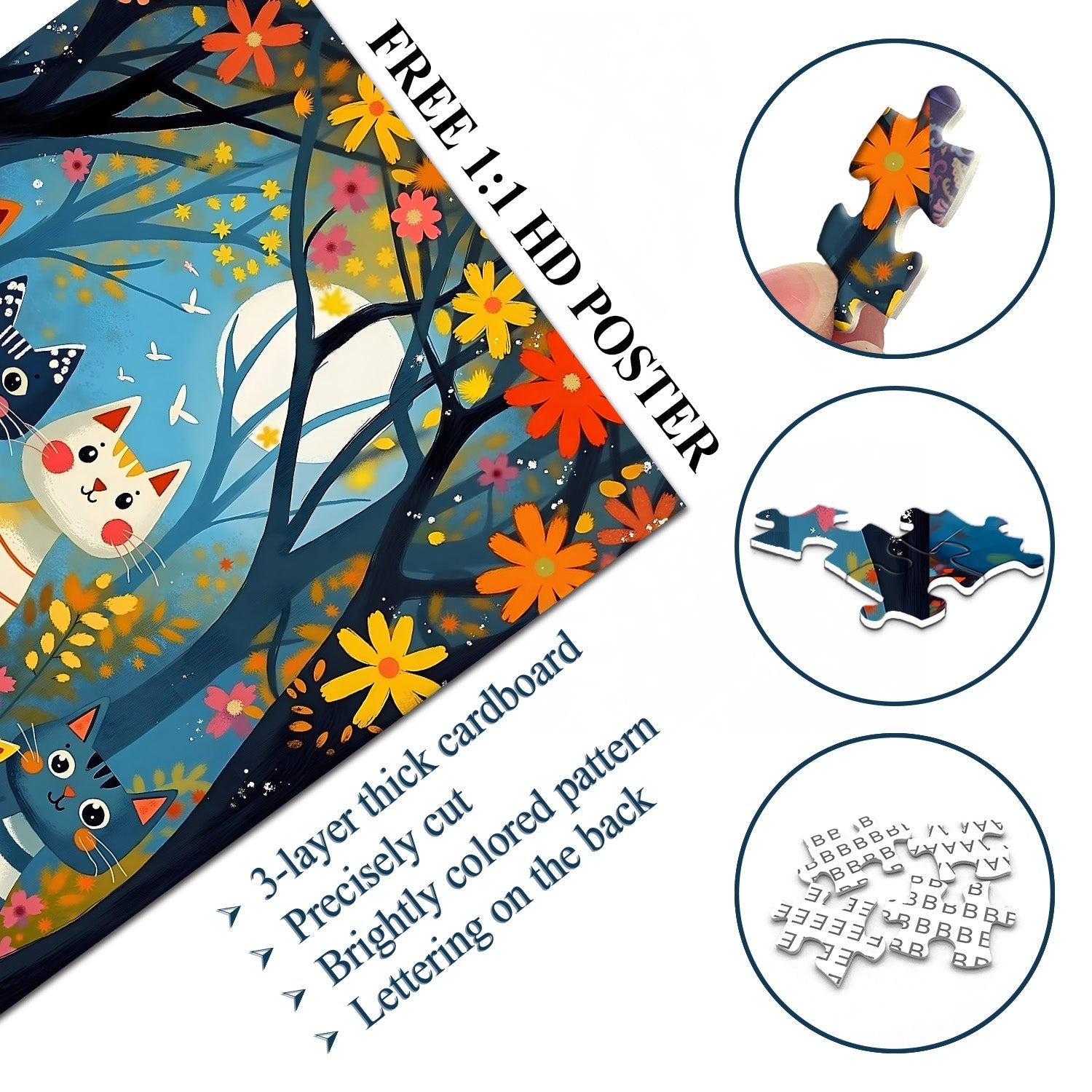 Moonlit Cat Forest Jigsaw Puzzle 1000 Pieces