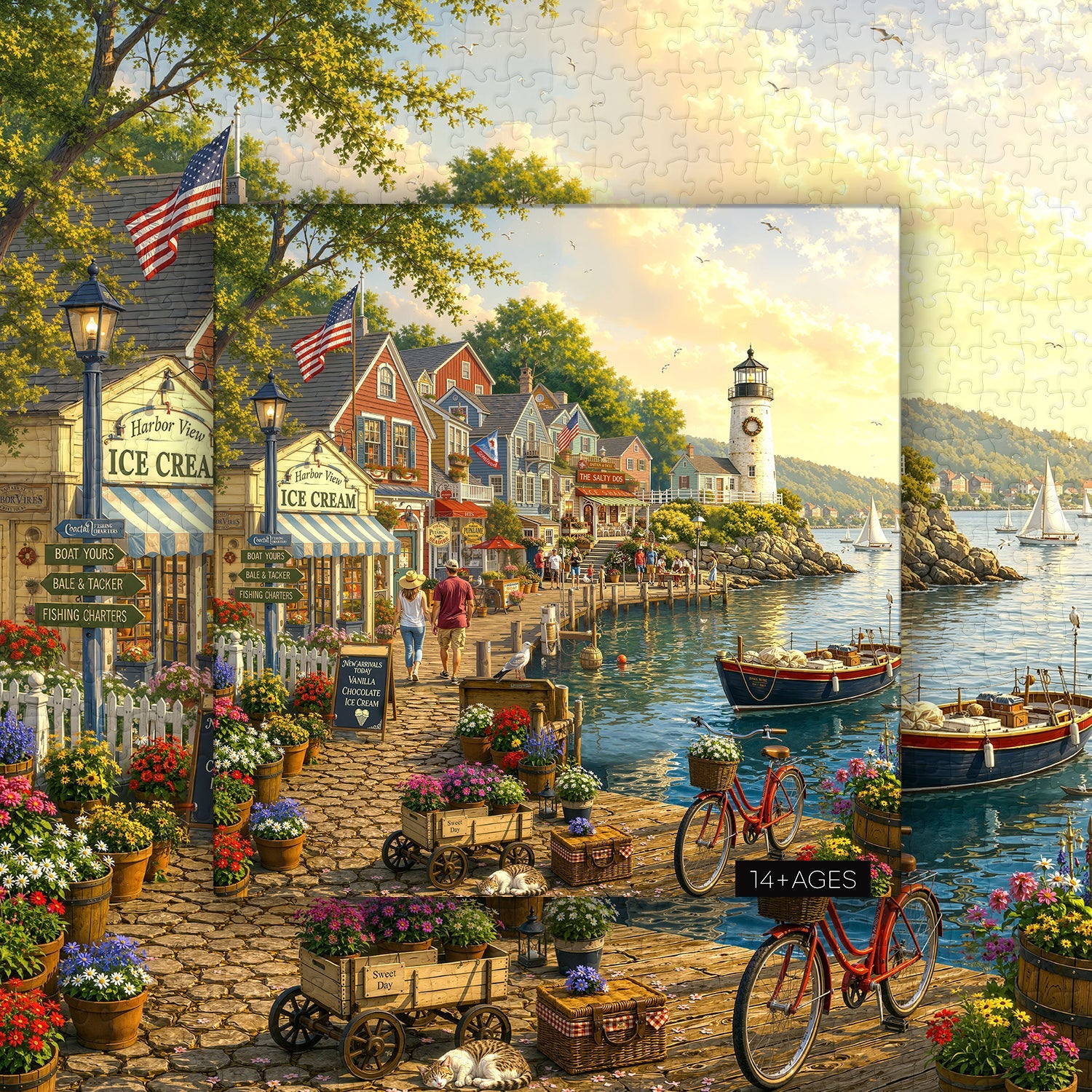 Village Harbor Jigsaw Puzzle 1000 Piece