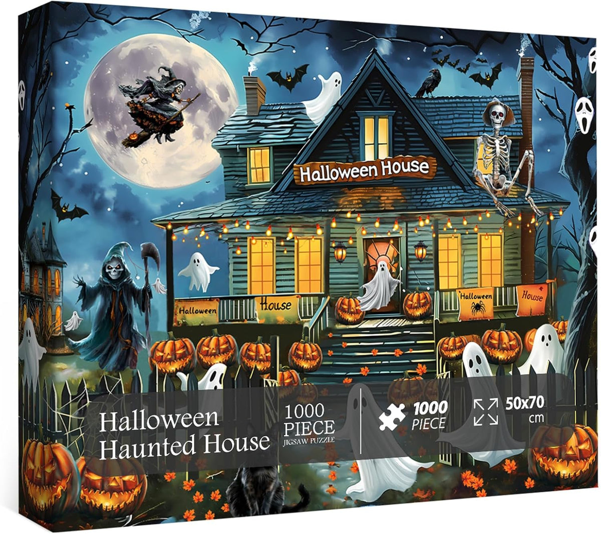 Puzzle en bois de maison hantée d'Halloween 1000 pièces