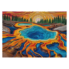 Puzzle en bois de 1000 pièces - Sources chaudes au coucher du soleil