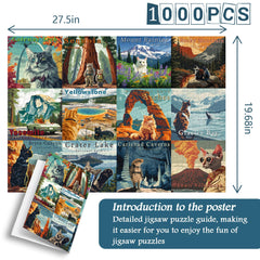 Puzzle Jigsaw de 1000 pièces des Parcs Nationaux des Chats