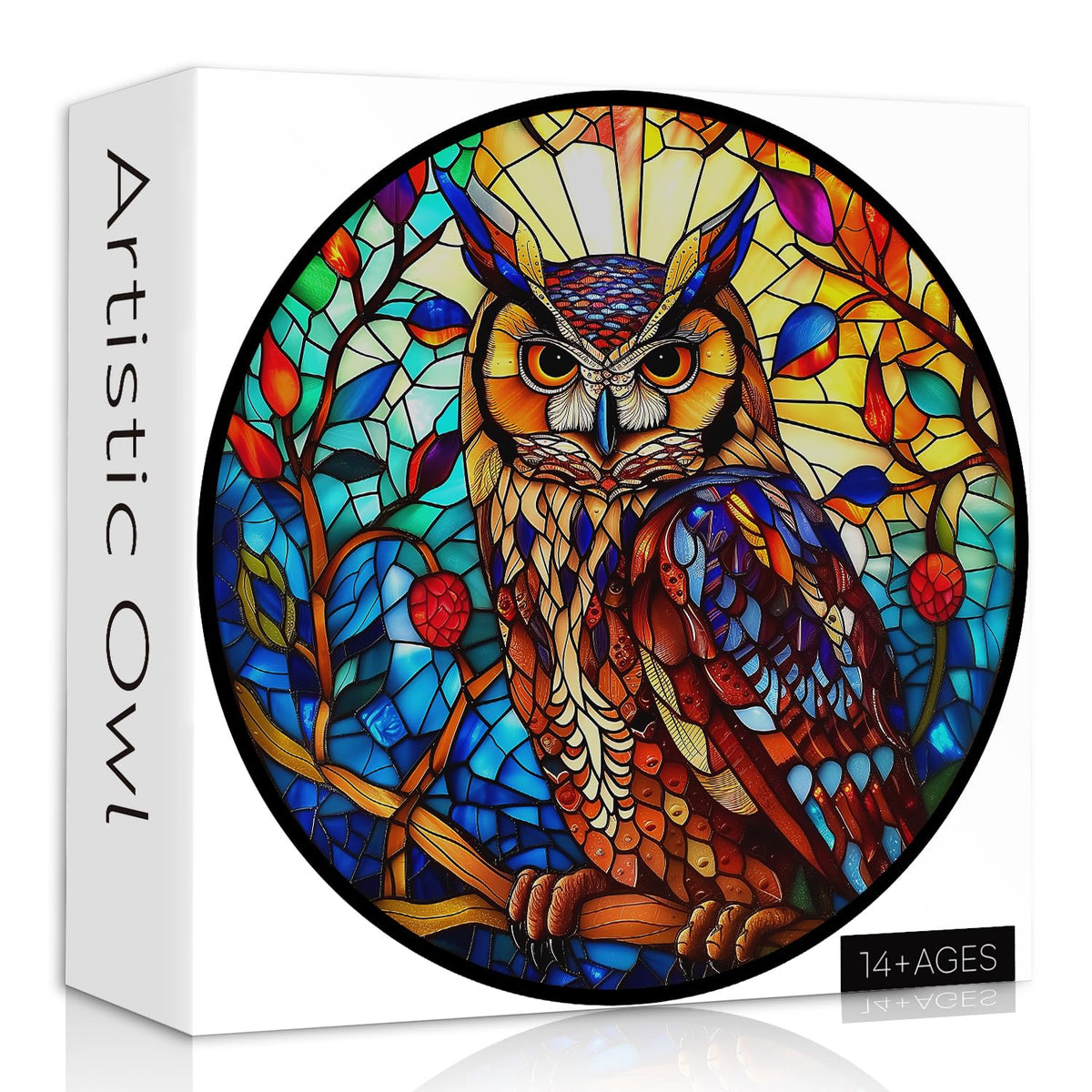 Puzzle en bois de hibou en vitrail 1000 pièces