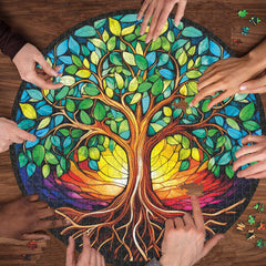 Buntglas-Puzzle 'Baum Des Lebens' – 1000 Teile Fantasy-Kunst Für Erwachsene