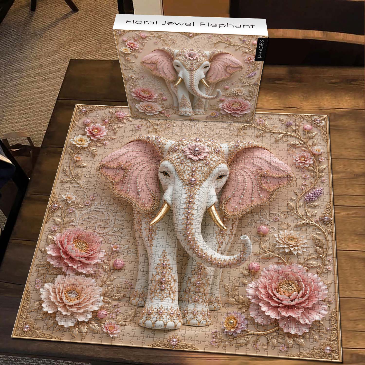 Floral Jewel Elephant  Jigsaw Puzzle 1000 Piece