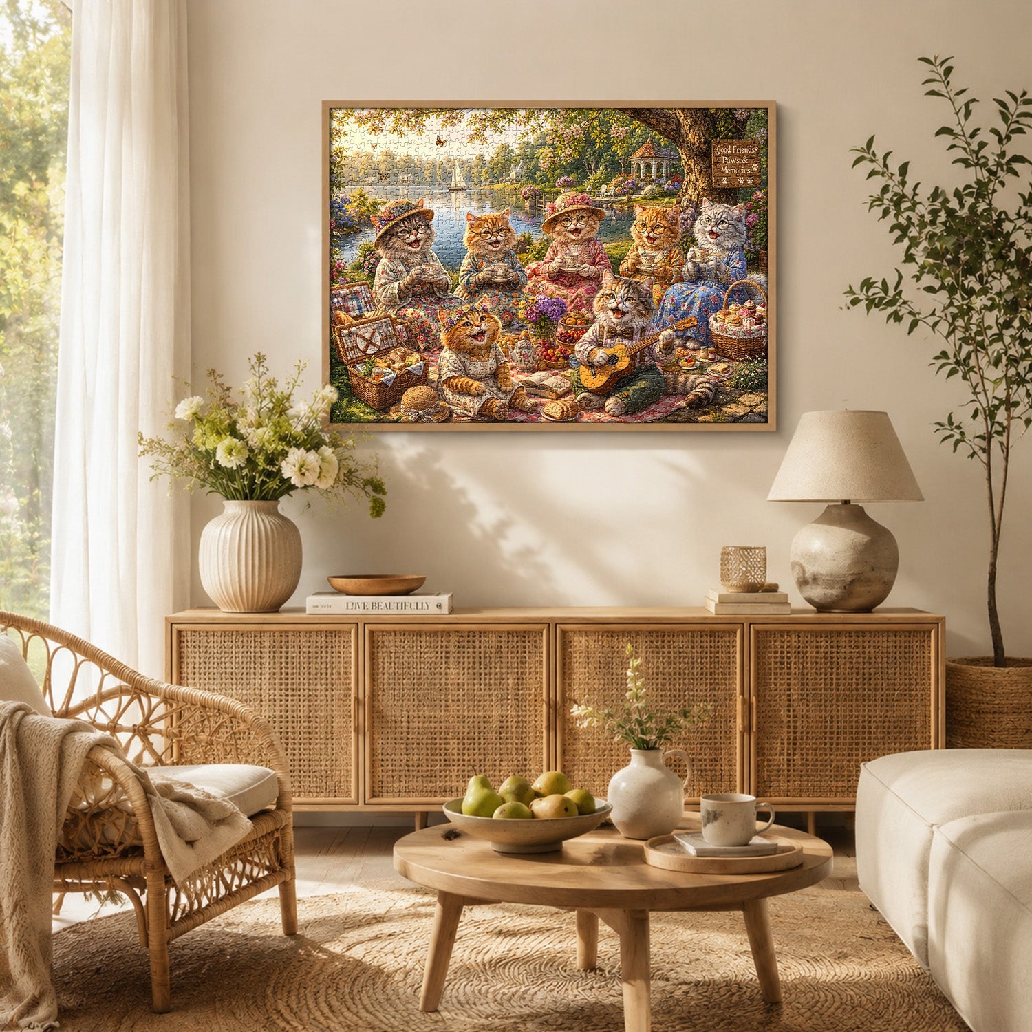 Lakeside Cat Tea Jigsaw Puzzle 1000 Piece