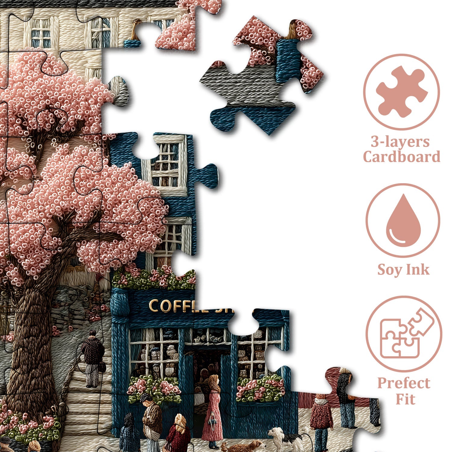 Puzzle 1000 Pièces — Rue Des Cerisiers En Fleurs