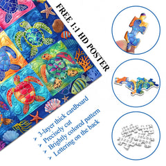 Colorful Ocean Turtles Jigsaw Puzzle 1000 Piece