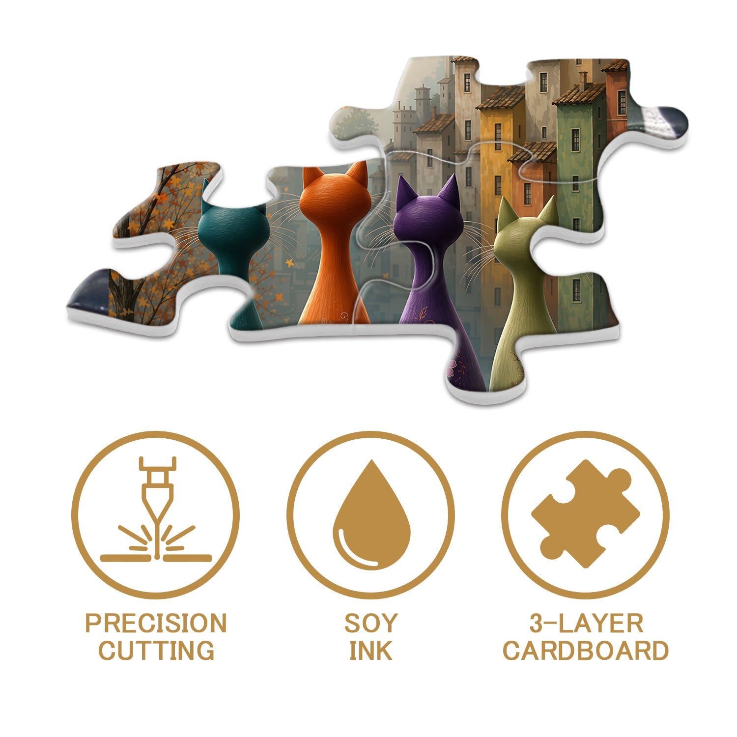 Autumn Cat Quartet Jigsaw Puzzle 1000 Piece