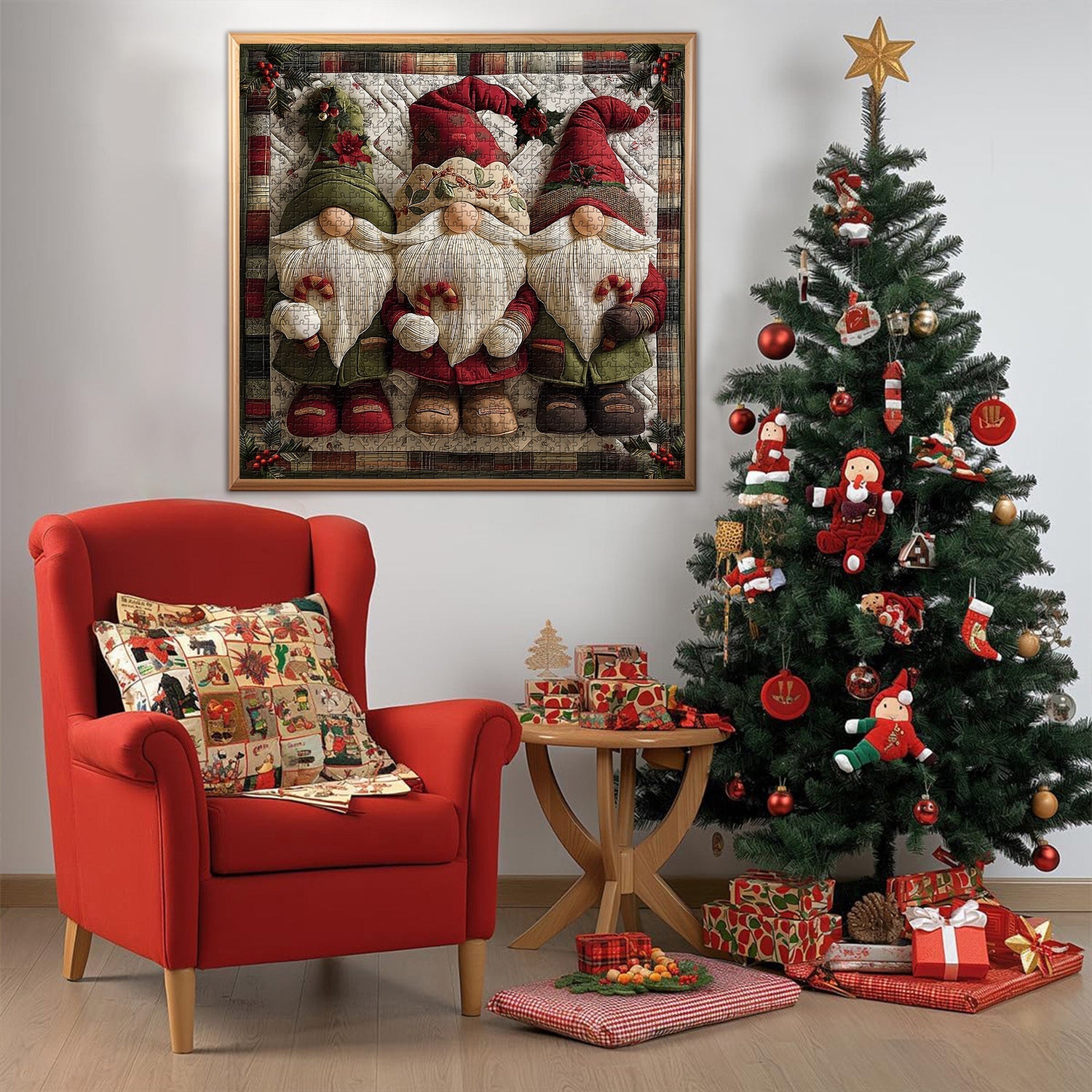 Fabric Christmas Gnome Jigsaw Puzzles 1000 Pieces