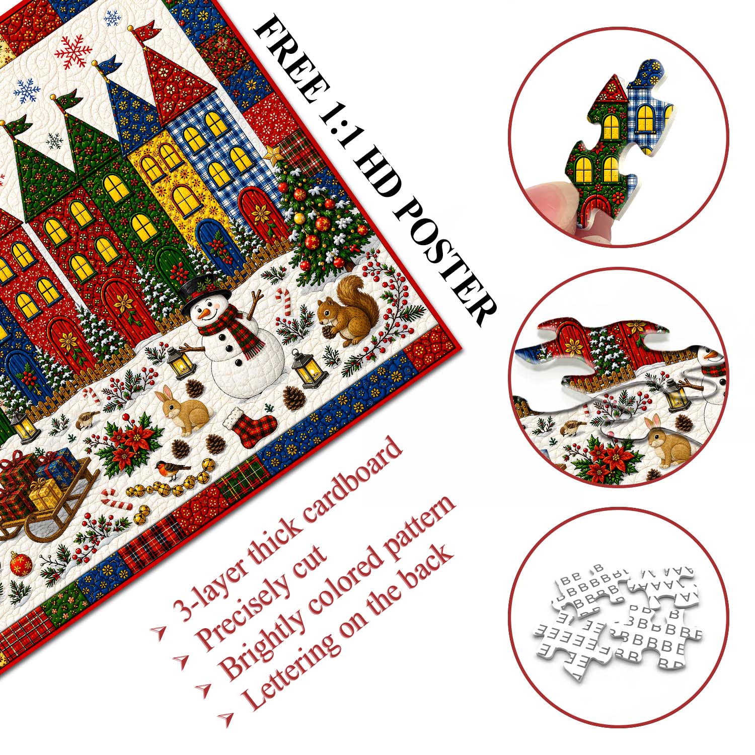 Quilted Christmas Town Jigsaw Puzzle 1000 Pieces